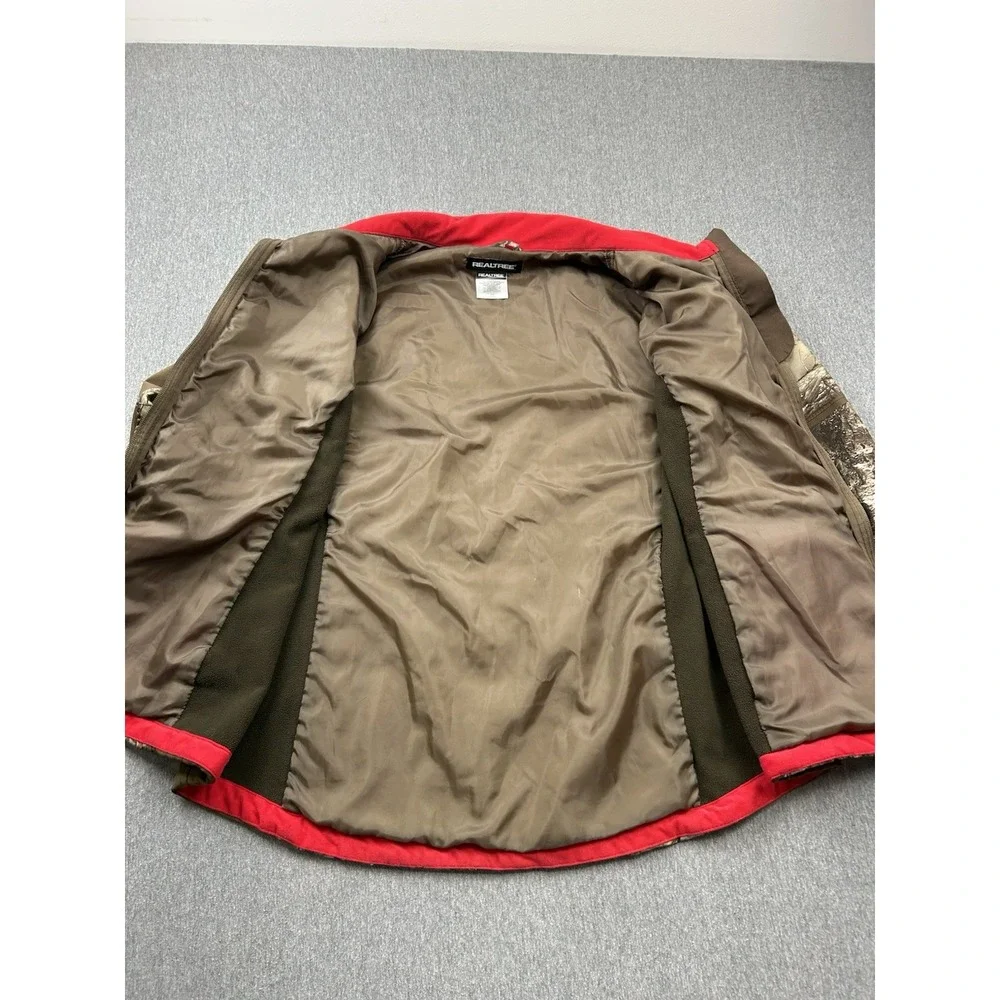 Realtree Xtra Hunting Jacket Mens XL Camo Red Brown Soft Shell Full Zip Coat‎